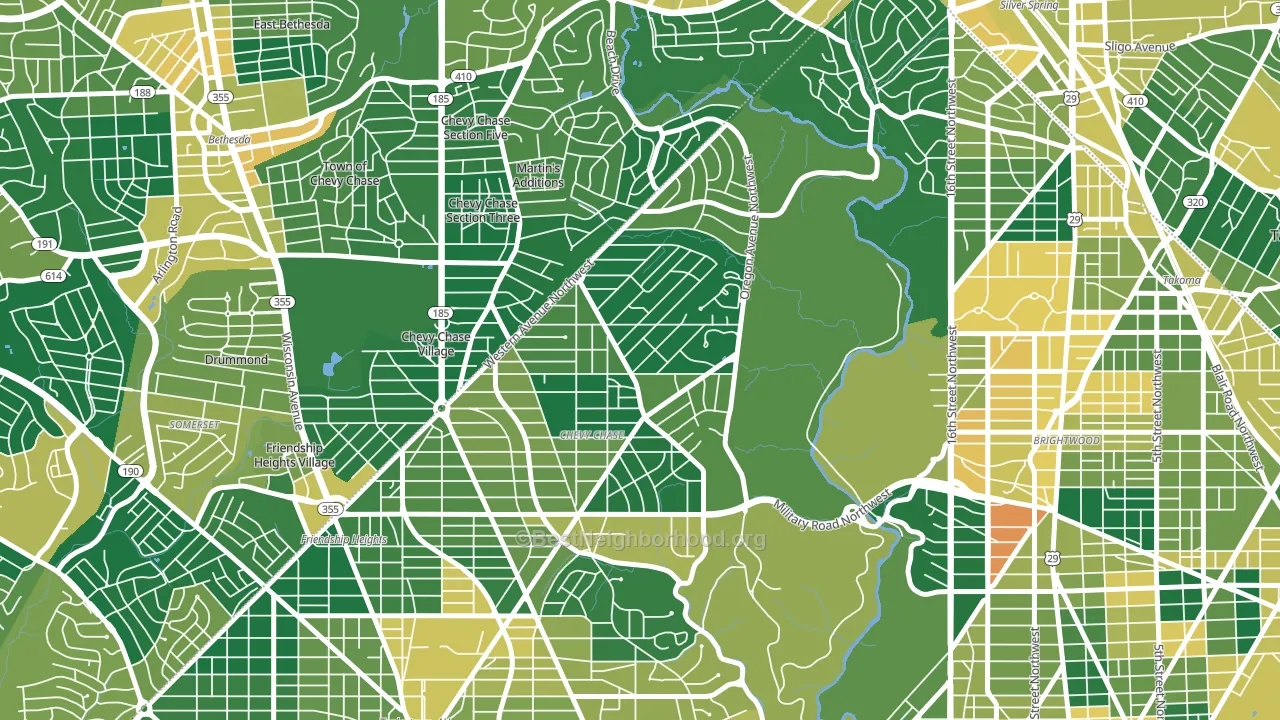 Barnaby Woods, Washington, DC block-group voter-turnout map