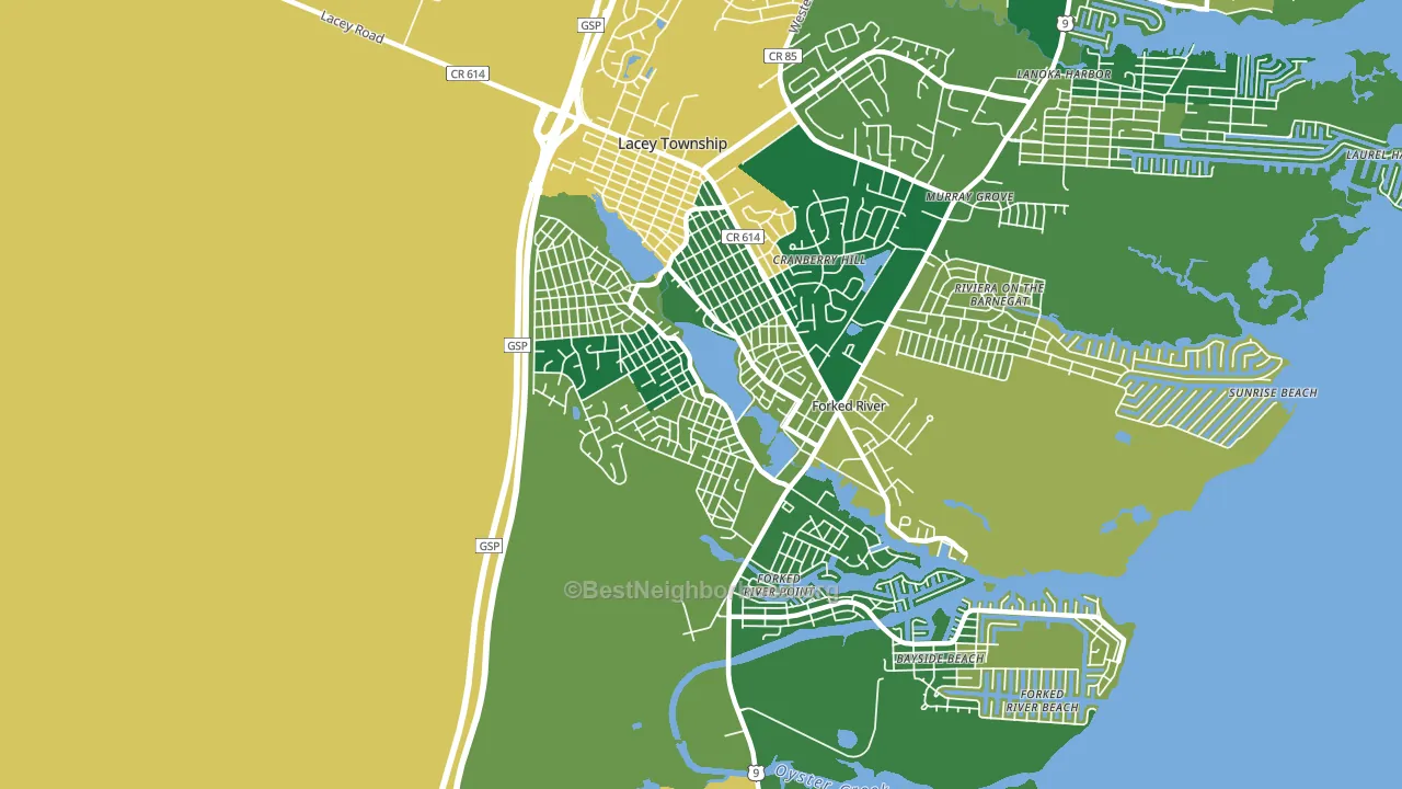 Barnegat Pines, Forked River, NJ block-group voter-turnout map