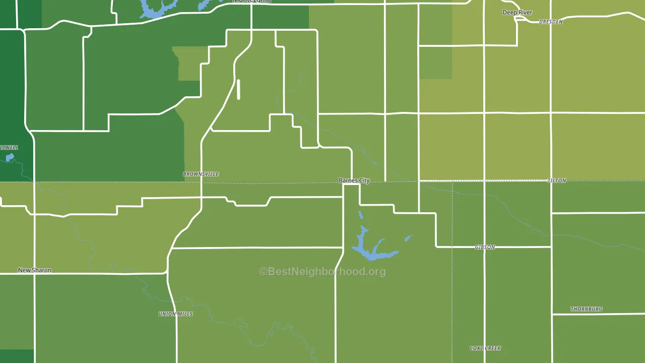 Barnes City, IA block-group voter-turnout map
