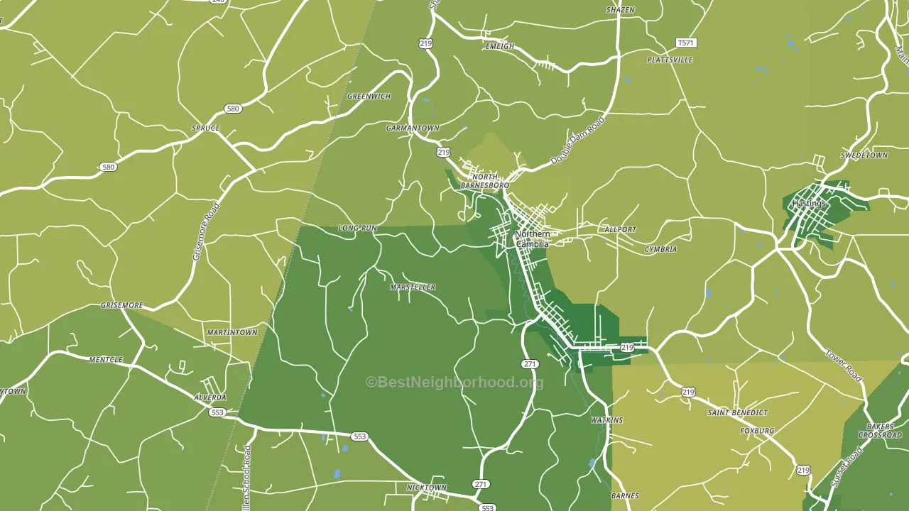 Barnesboro, PA block-group voter-turnout map