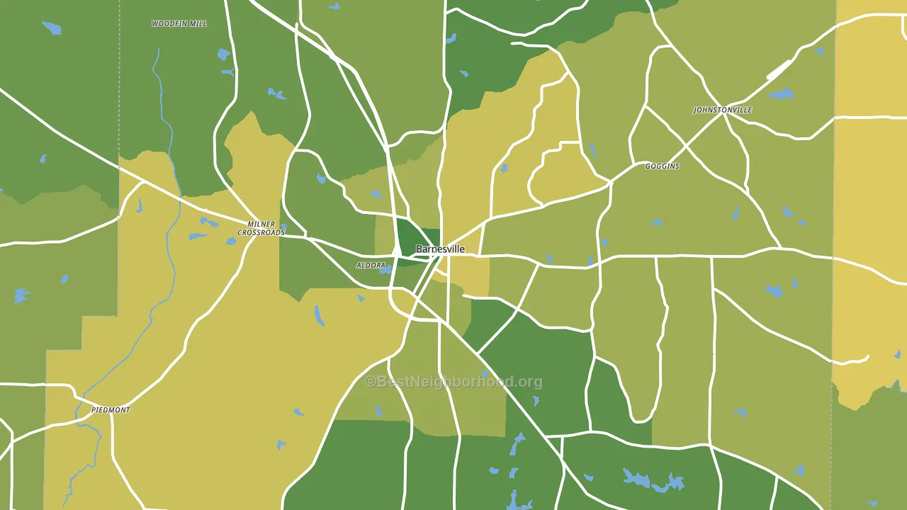 Barnesville, GA block-group voter-turnout map