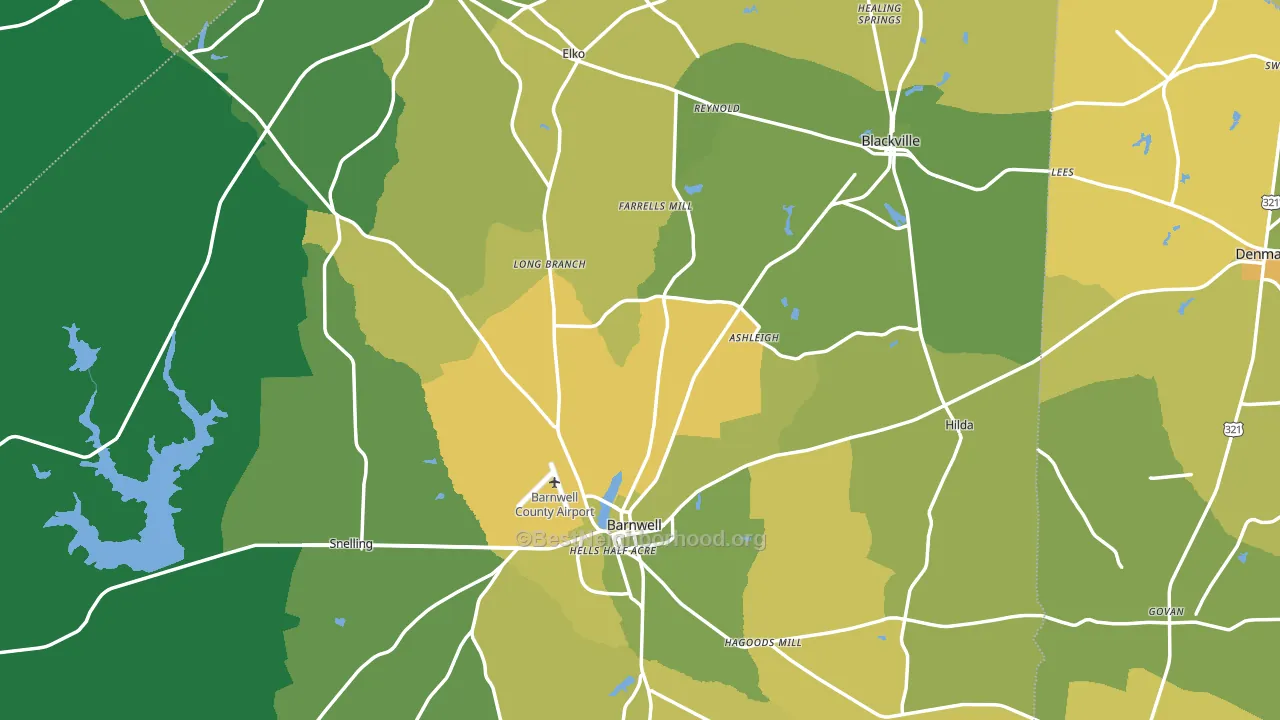Barnwell County, SC block-group voter-turnout map