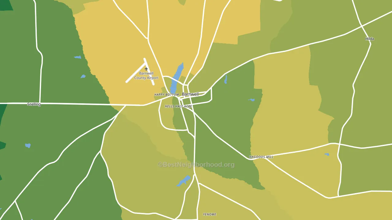 Barnwell, SC block-group voter-turnout map
