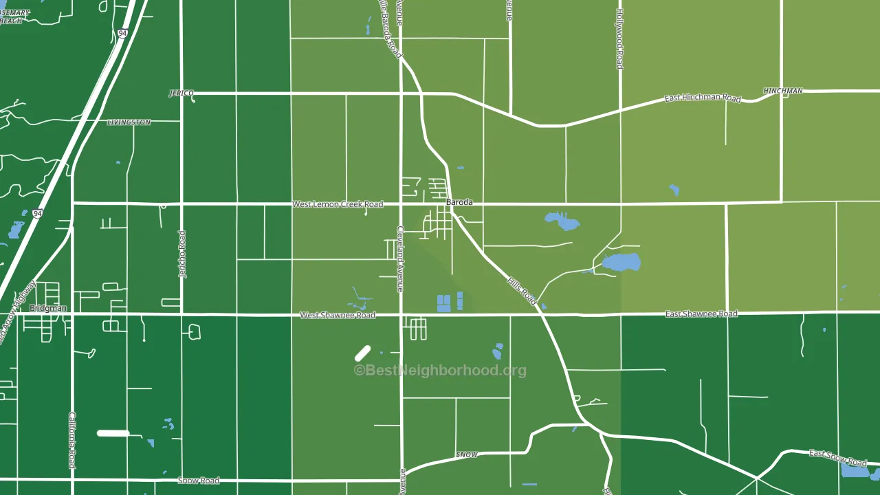Baroda, MI block-group voter-turnout map