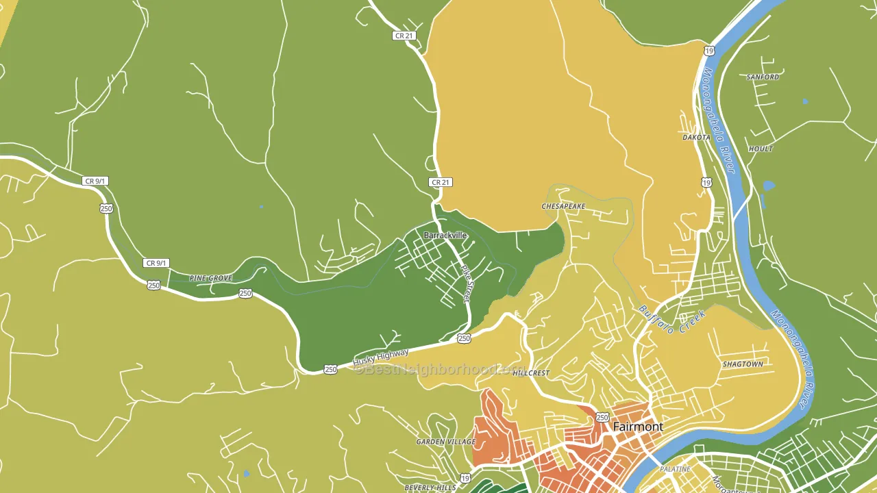 Barrackville, WV block-group voter-turnout map