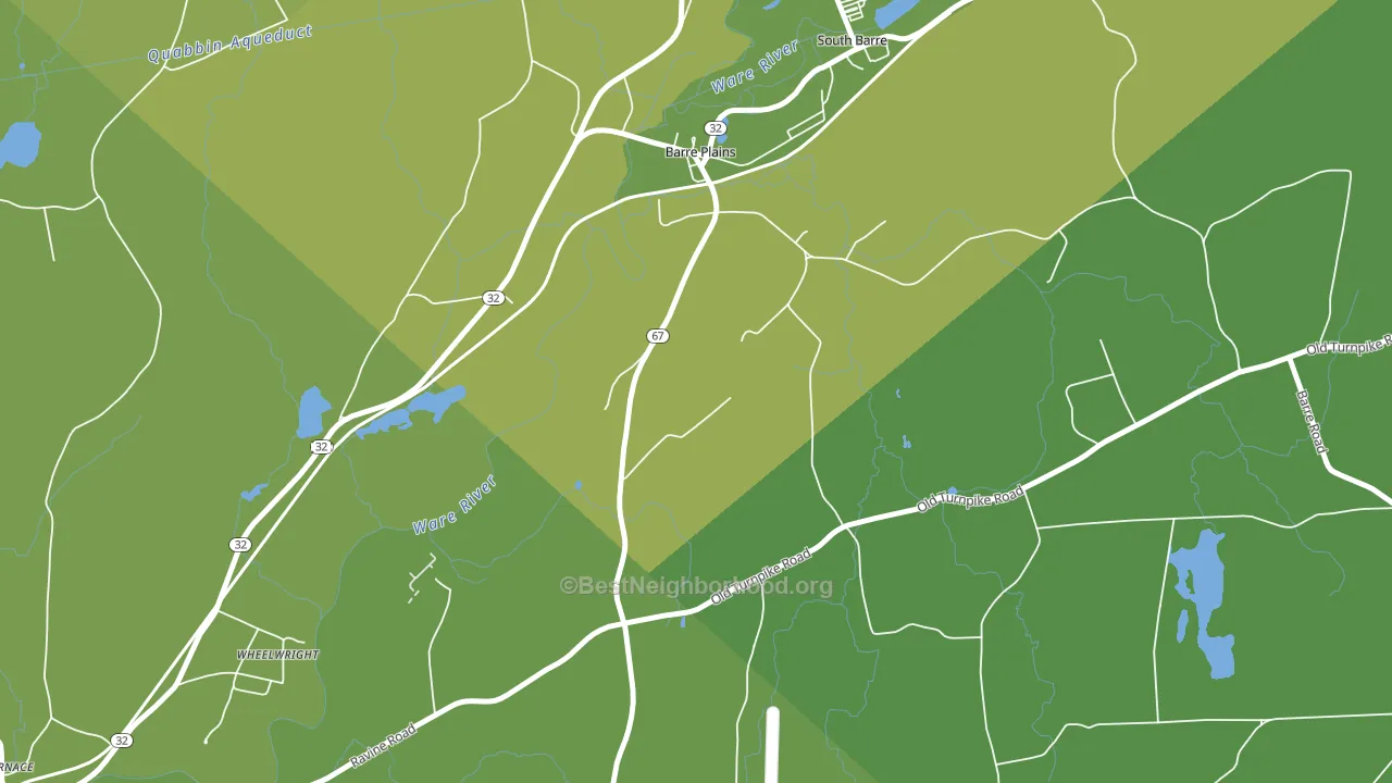 Barre Plains, MA block-group voter-turnout map