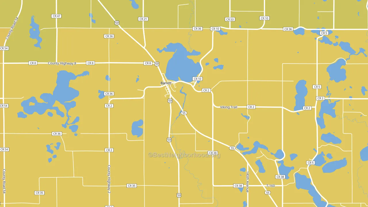 Barrett, MN block-group voter-turnout map