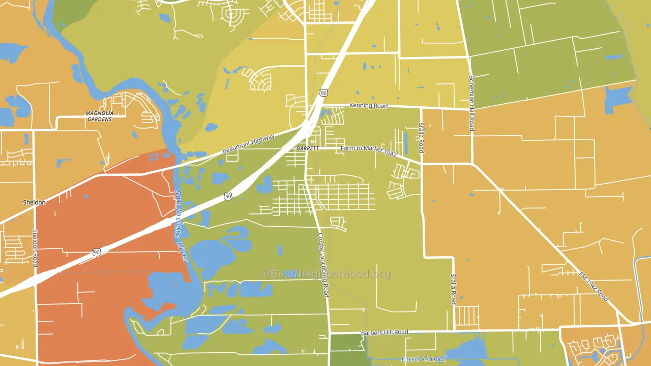 Barrett, TX block-group voter-turnout map