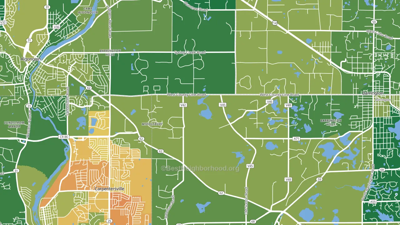Barrington Hills, IL block-group voter-turnout map
