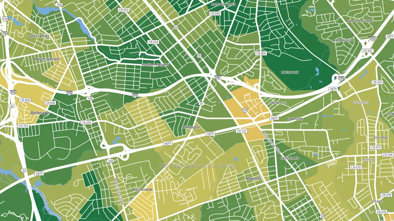 Barrington, NJ block-group voter-turnout map