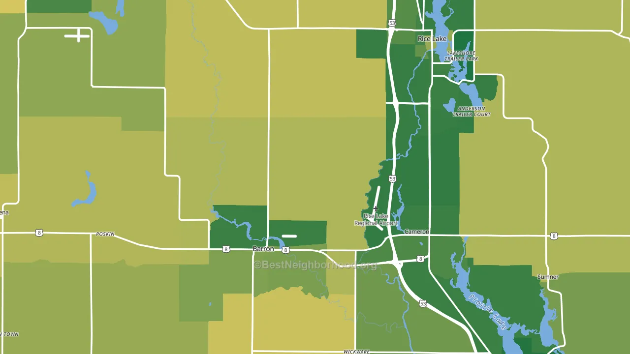 Barron County, WI block-group voter-turnout map