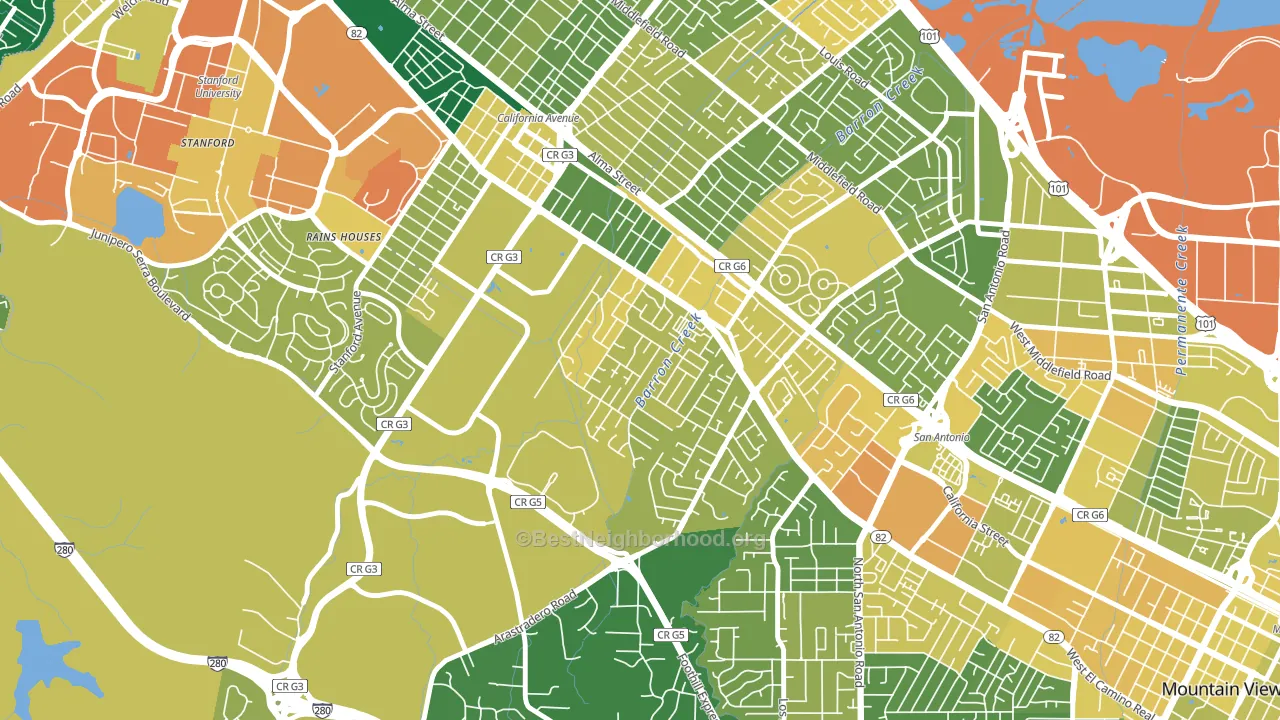 Barron Park, Palo Alto, CA block-group voter-turnout map