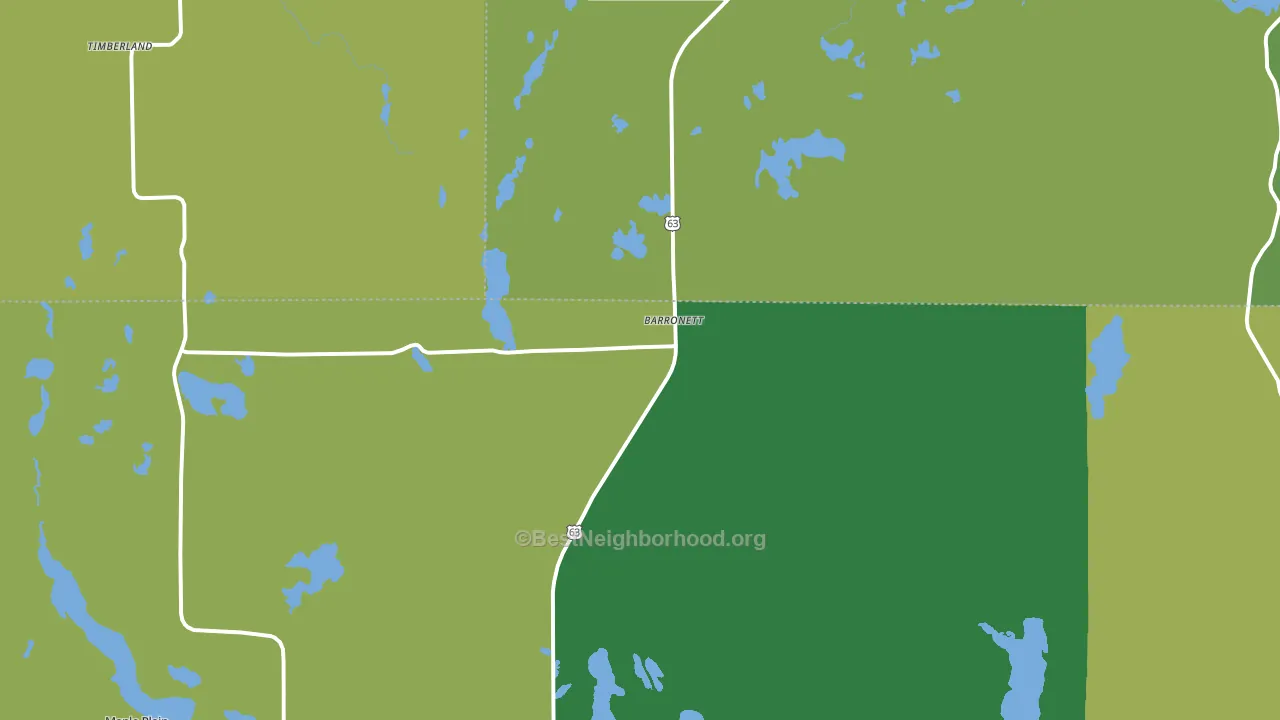 Barronett, WI block-group voter-turnout map