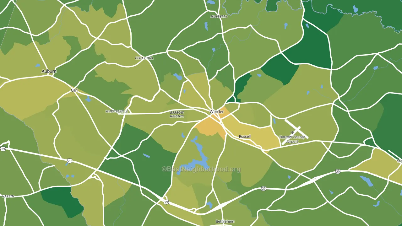 Barrow County, GA block-group voter-turnout map