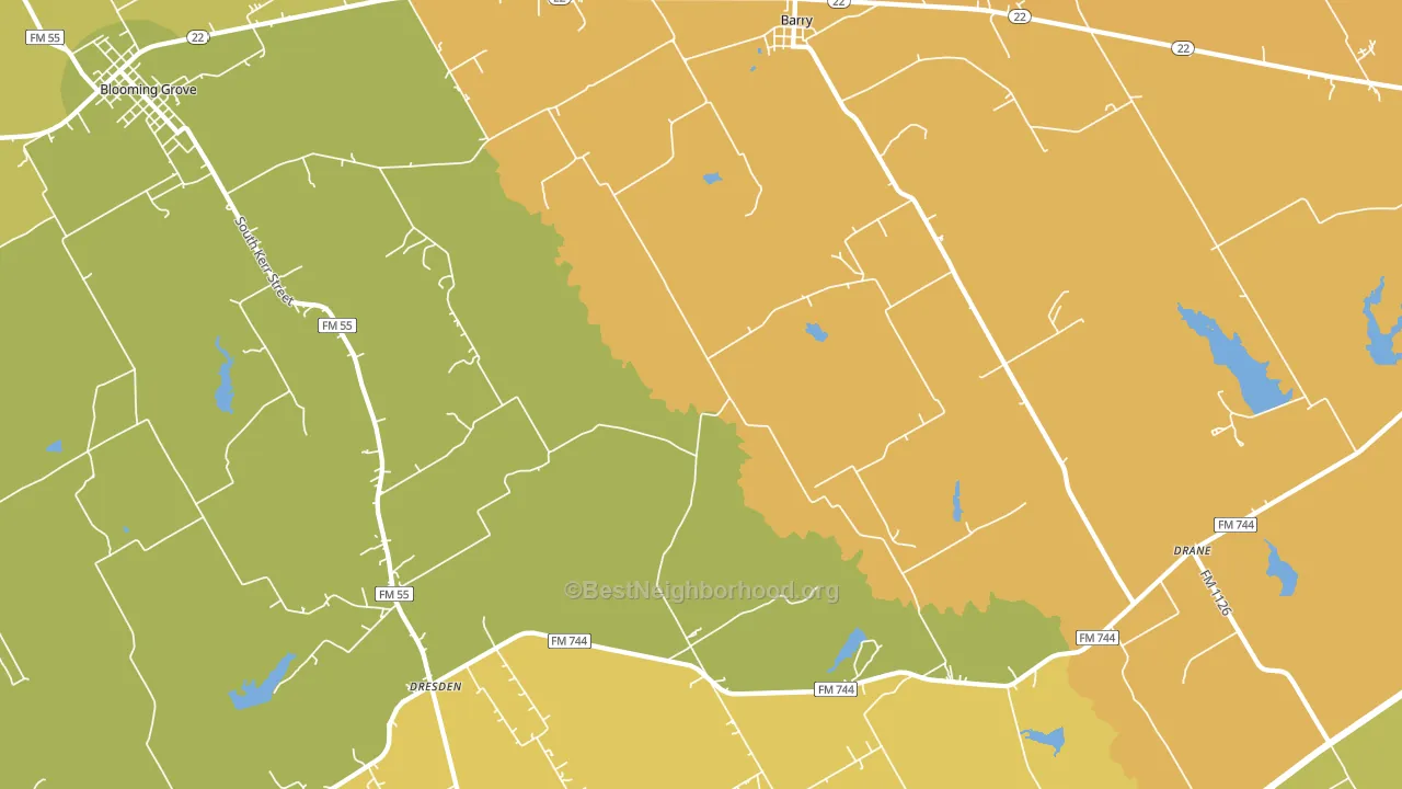 Barry, TX block-group voter-turnout map