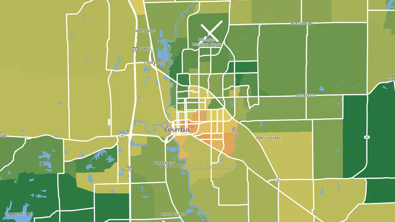 Bartholomew County, IN block-group voter-turnout map