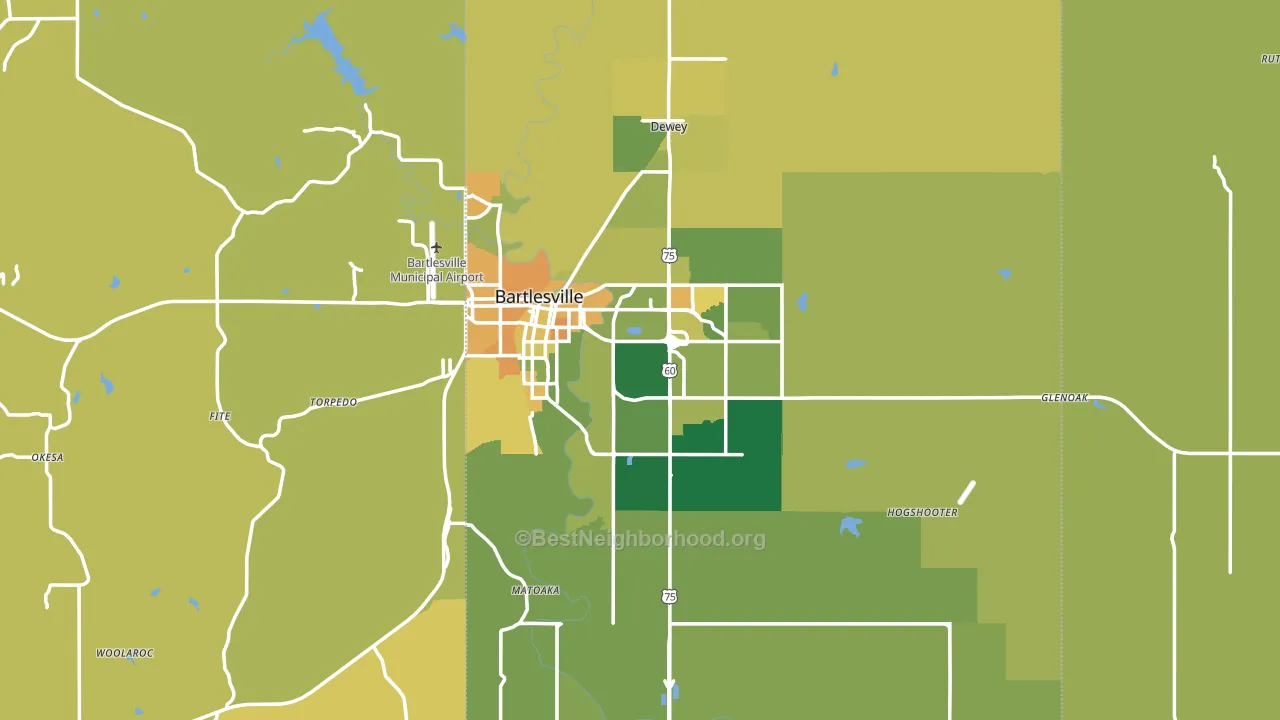 Bartlesville, OK block-group voter-turnout map