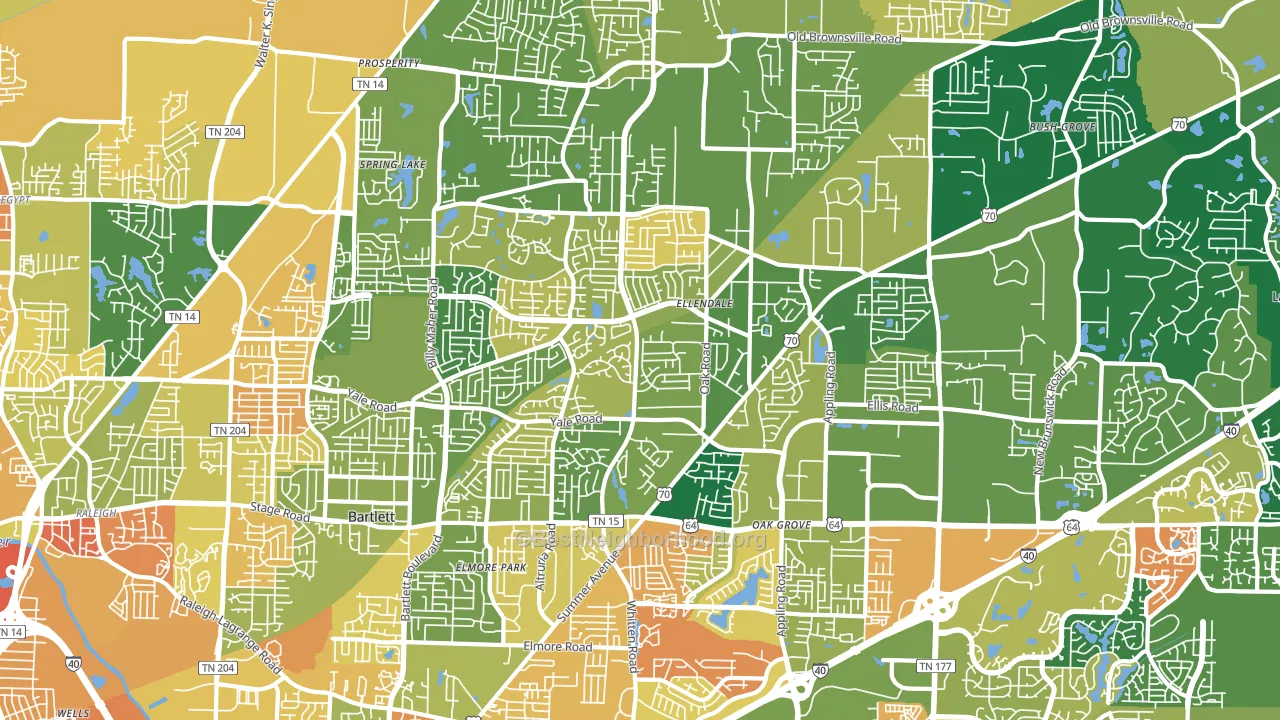 Bartlett, TN block-group voter-turnout map