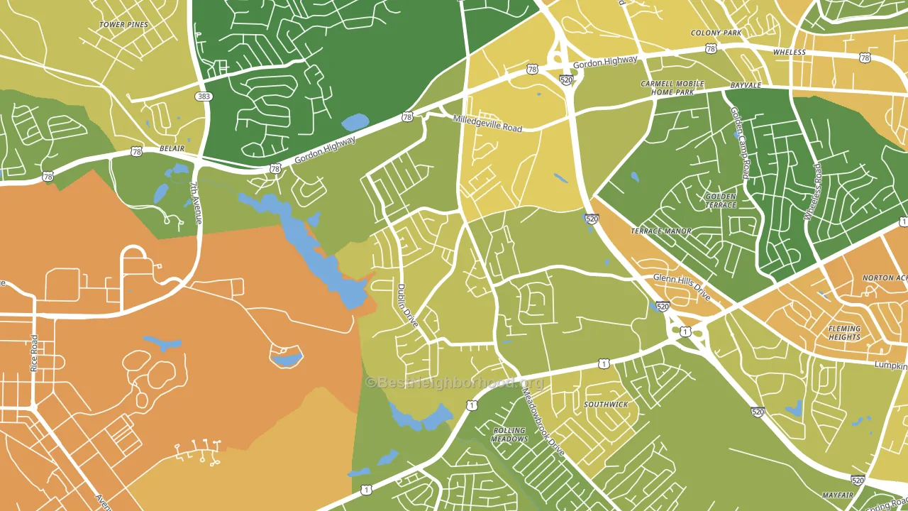 Barton Chapel, Augusta, GA block-group voter-turnout map