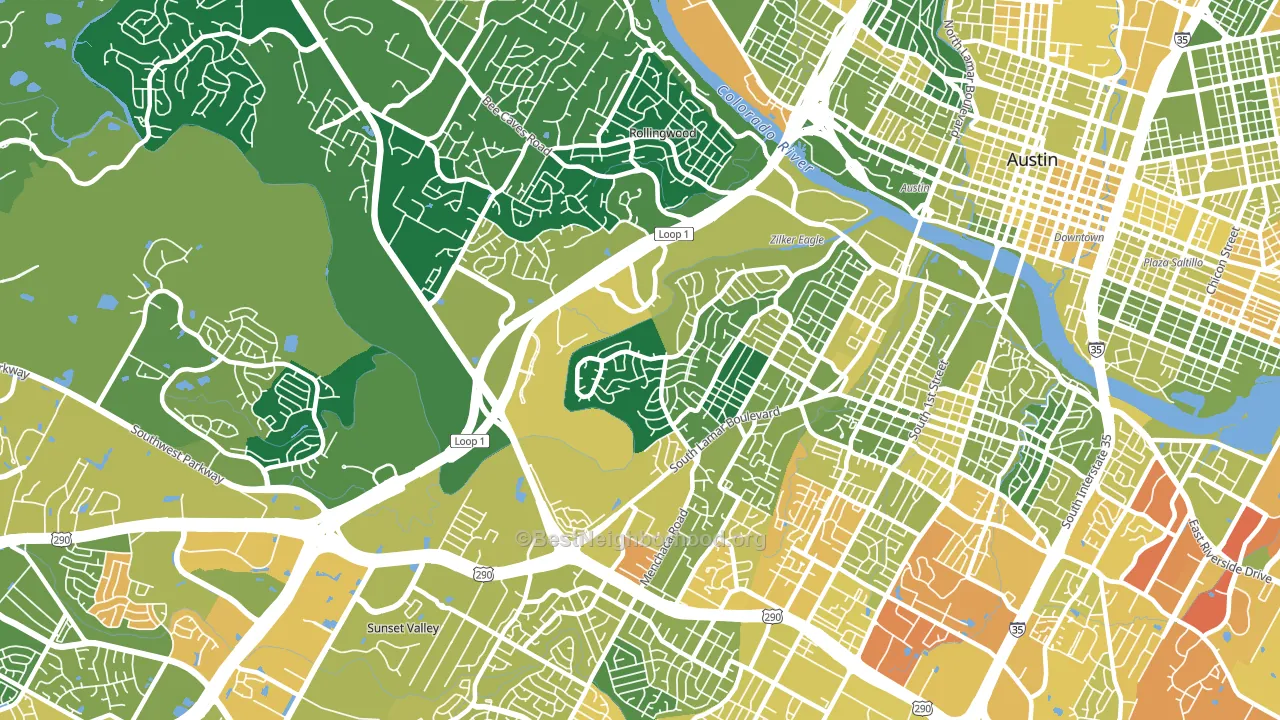 Barton Hills, Austin, TX block-group voter-turnout map