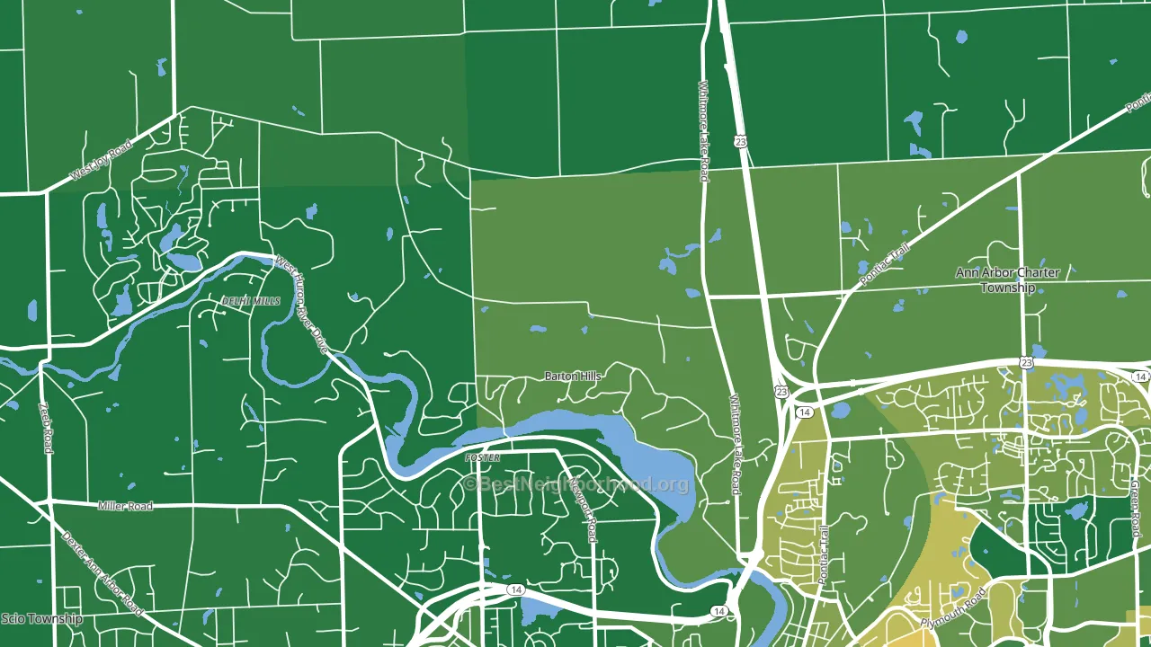 Barton Hills, MI block-group voter-turnout map