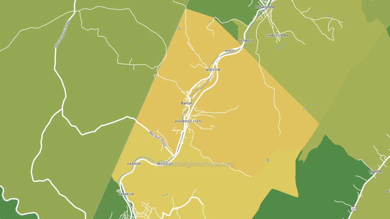 Barton, MD block-group voter-turnout map