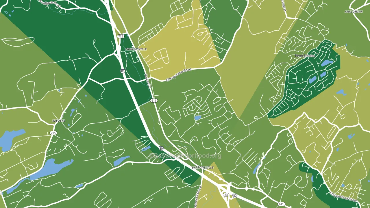 Bartonsville, PA block-group voter-turnout map