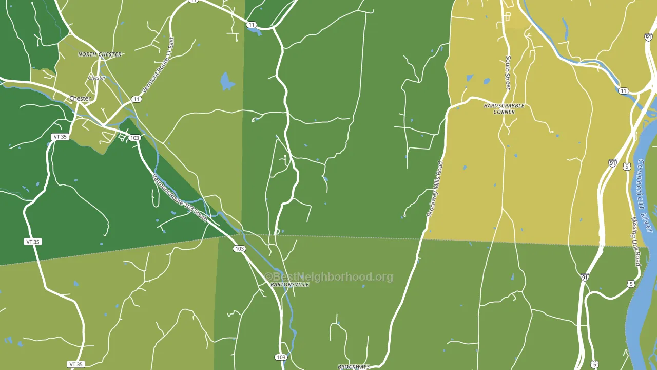 Bartonsville, VT block-group voter-turnout map