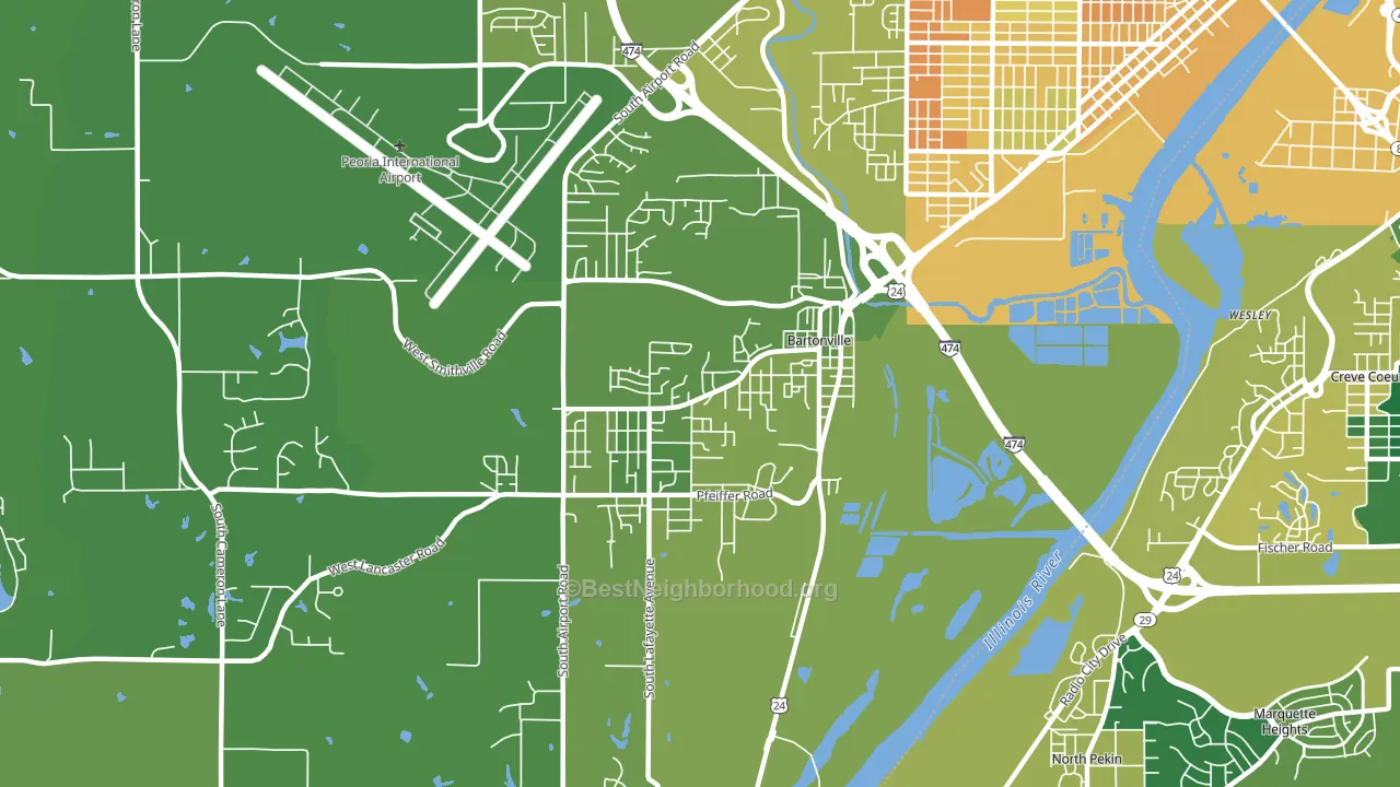 Bartonville, IL block-group voter-turnout map