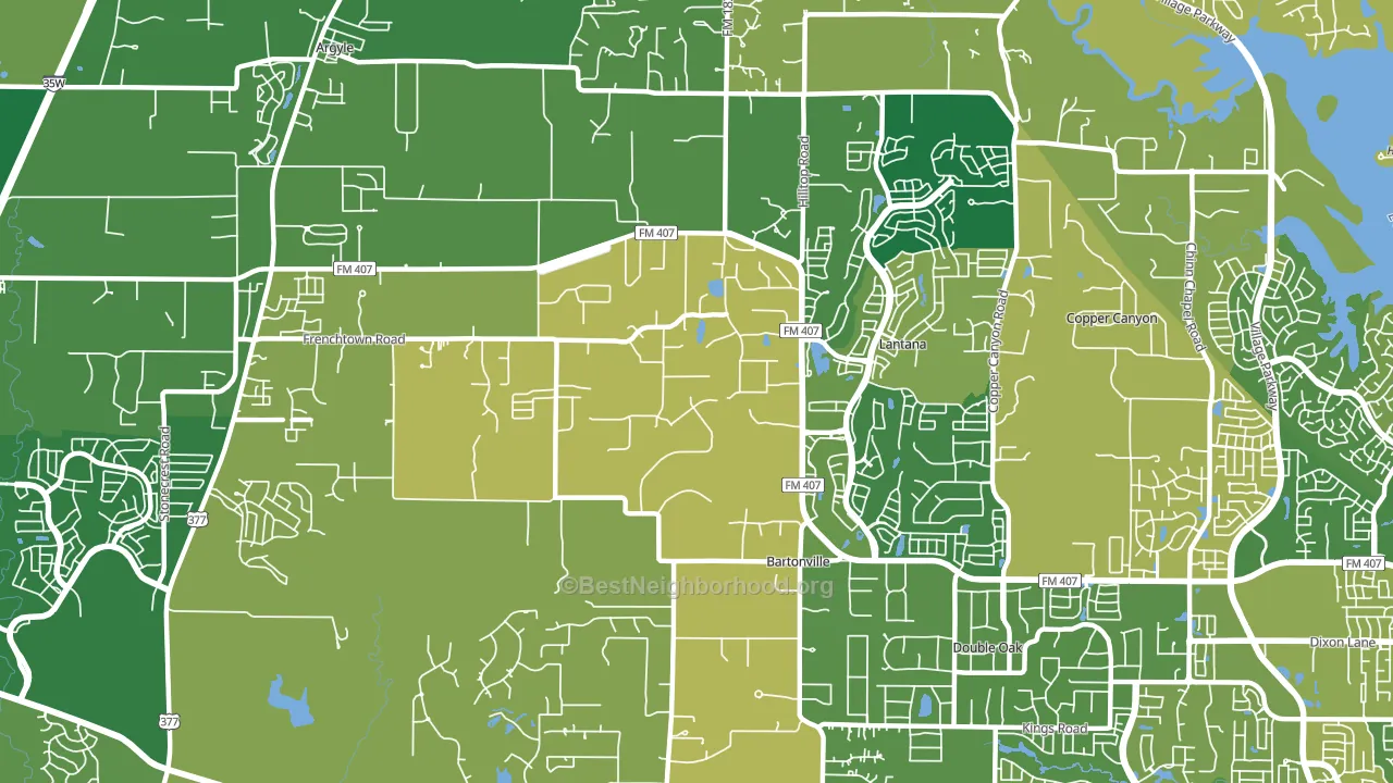 Bartonville, TX block-group voter-turnout map