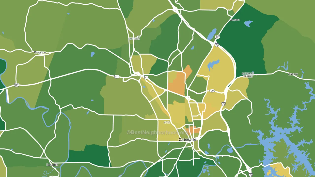 Bartow County, GA block-group voter-turnout map