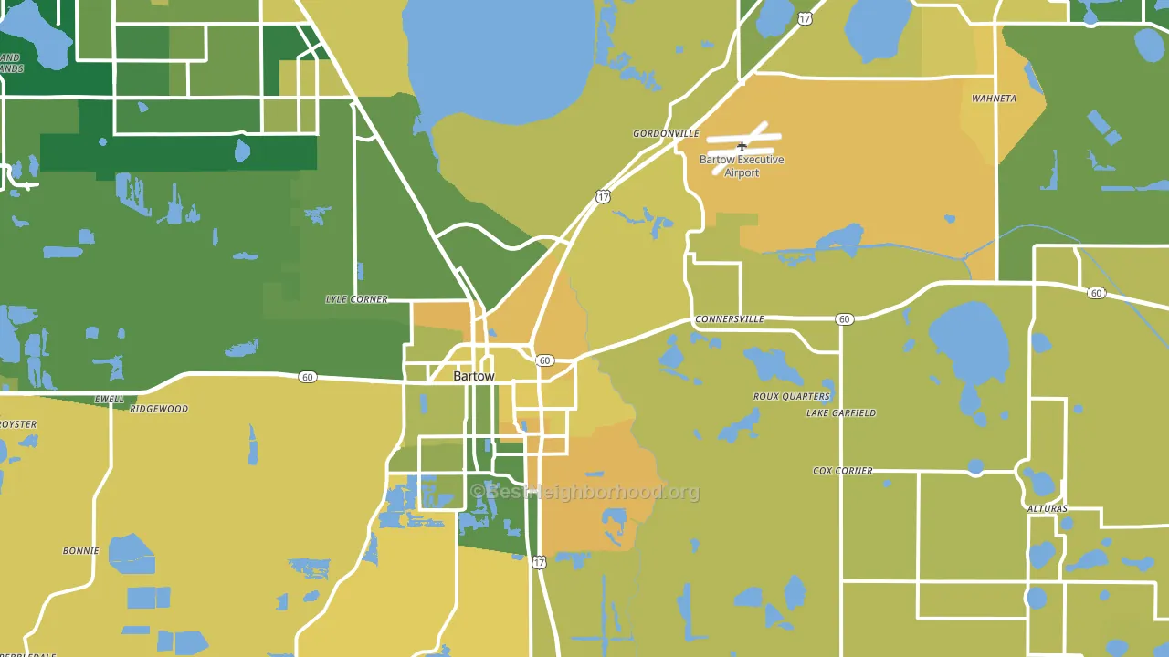 Bartow, FL block-group voter-turnout map