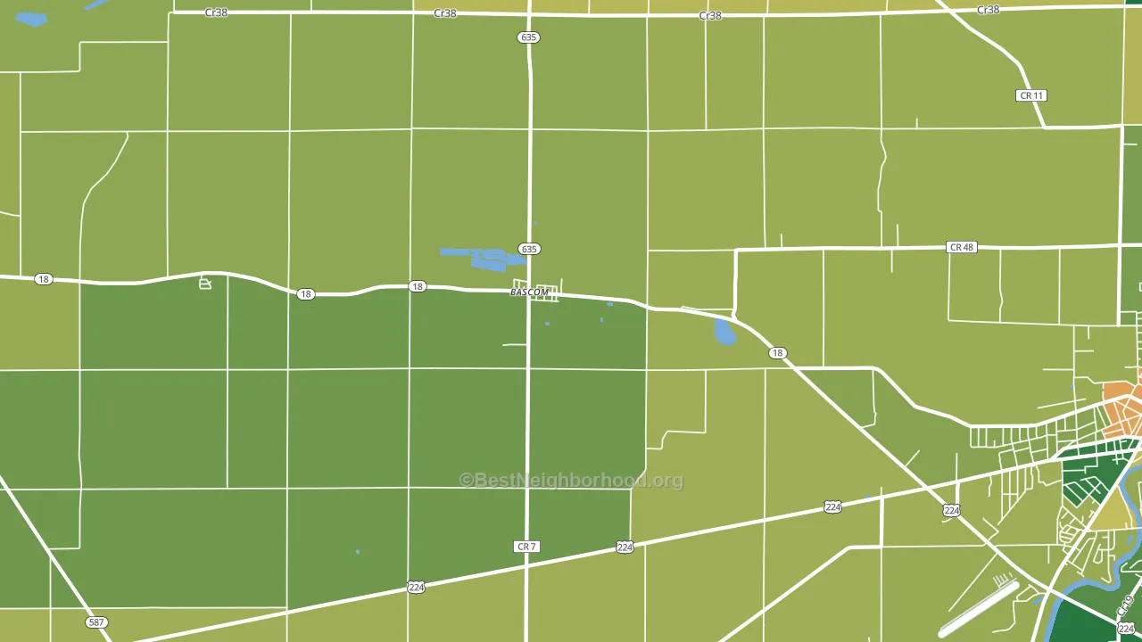 Bascom, OH block-group voter-turnout map