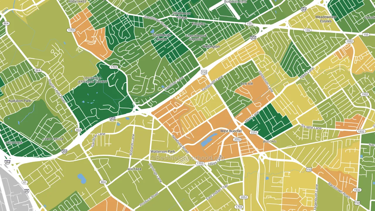 Bashford Manor, Louisville, KY block-group voter-turnout map