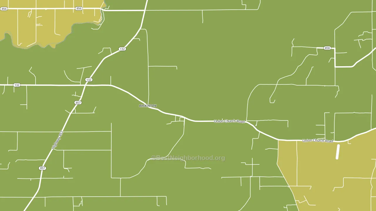 Baskinton, LA block-group voter-turnout map