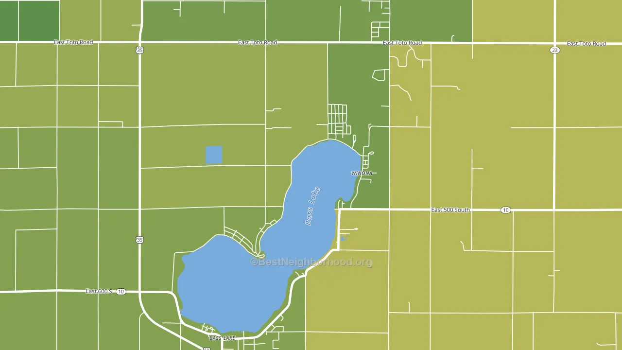 Bass Lake, IN block-group voter-turnout map