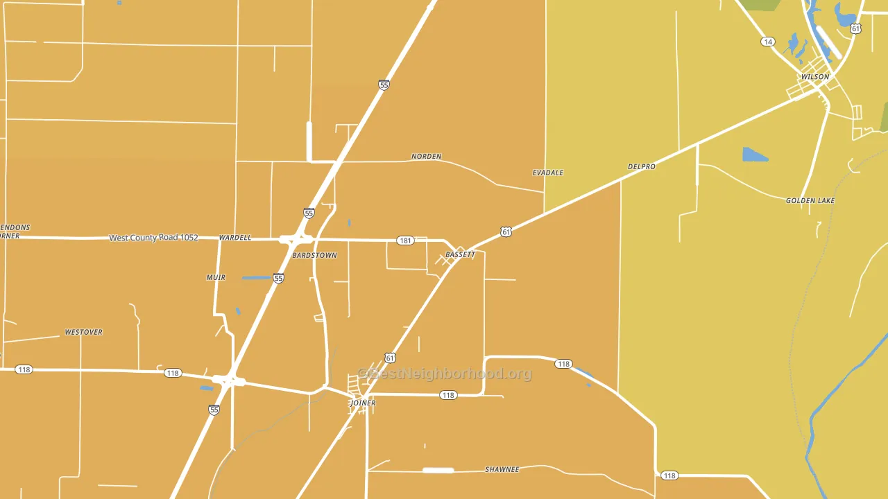 Bassett, AR block-group voter-turnout map