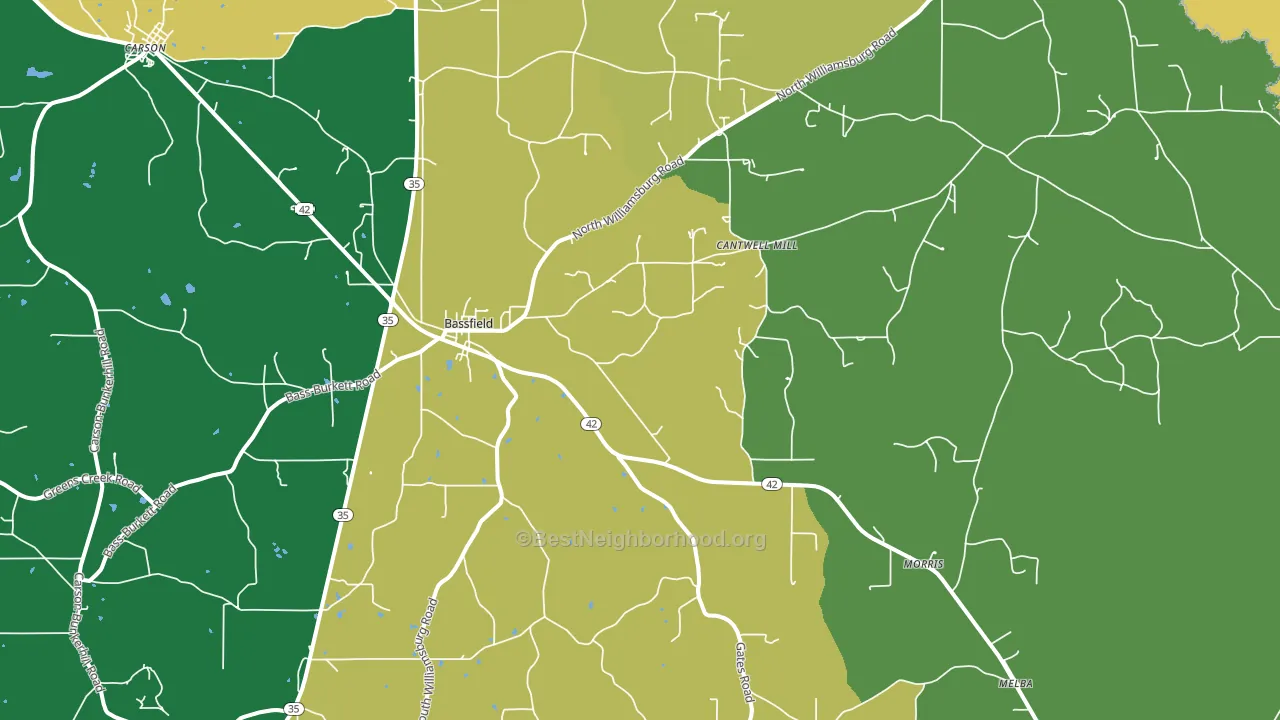 Bassfield, MS block-group voter-turnout map