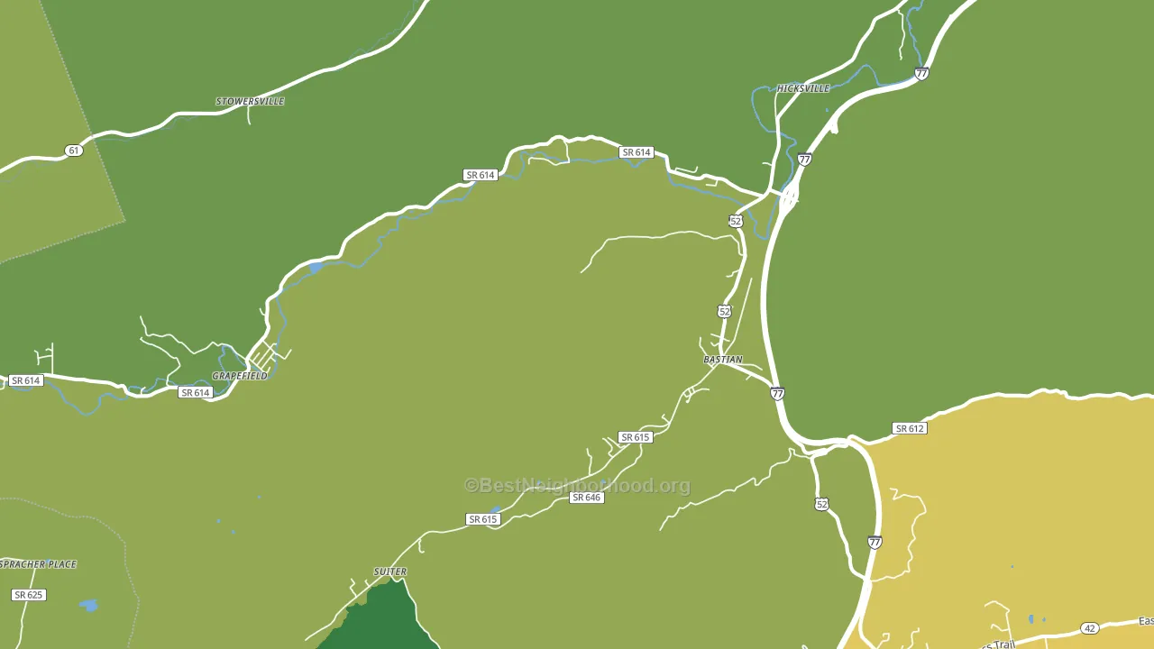 Bastian, VA block-group voter-turnout map