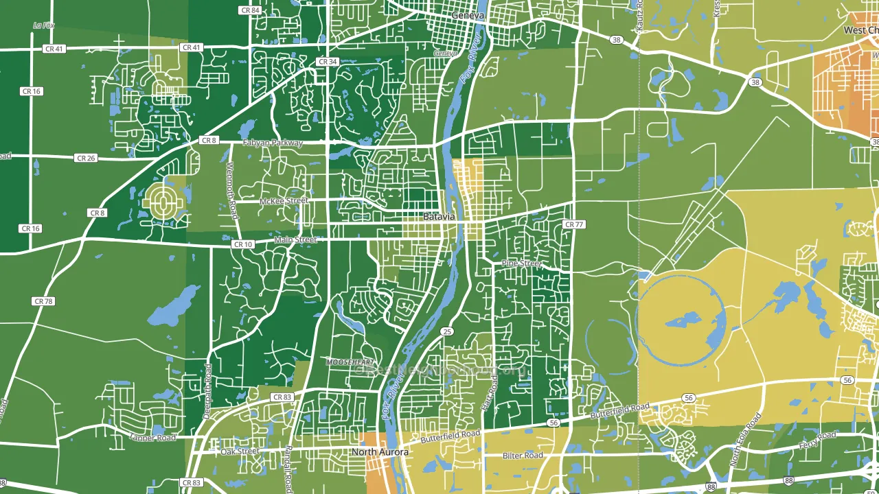 Batavia, IL block-group voter-turnout map