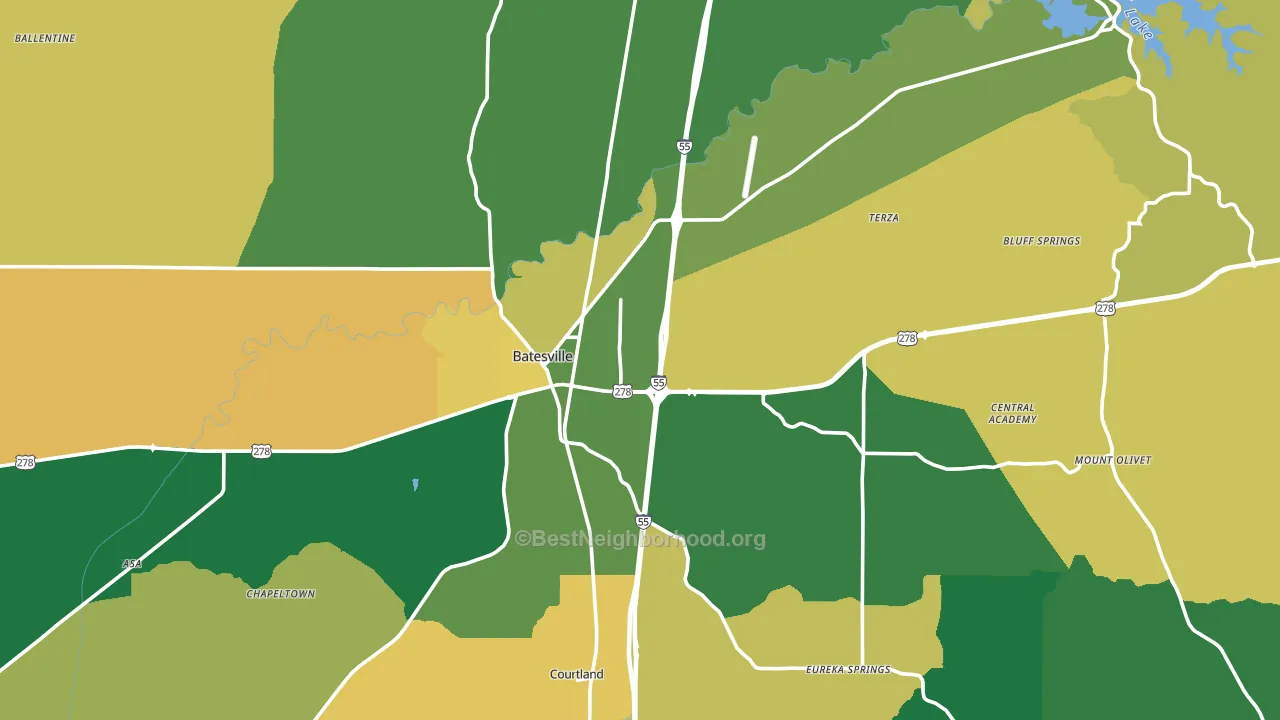 Batesville, MS block-group voter-turnout map