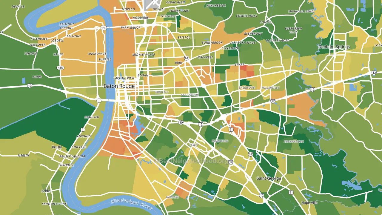 Baton Rouge, LA block-group voter-turnout map