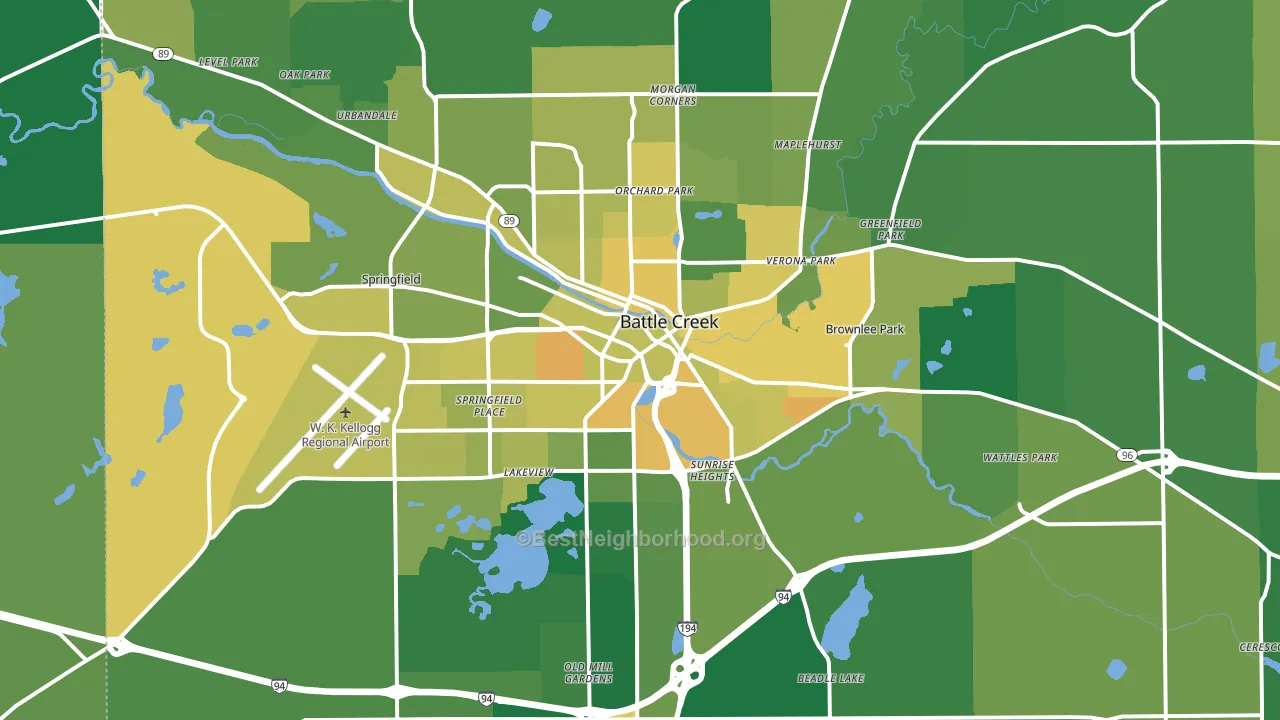 Battle Creek, MI block-group voter-turnout map