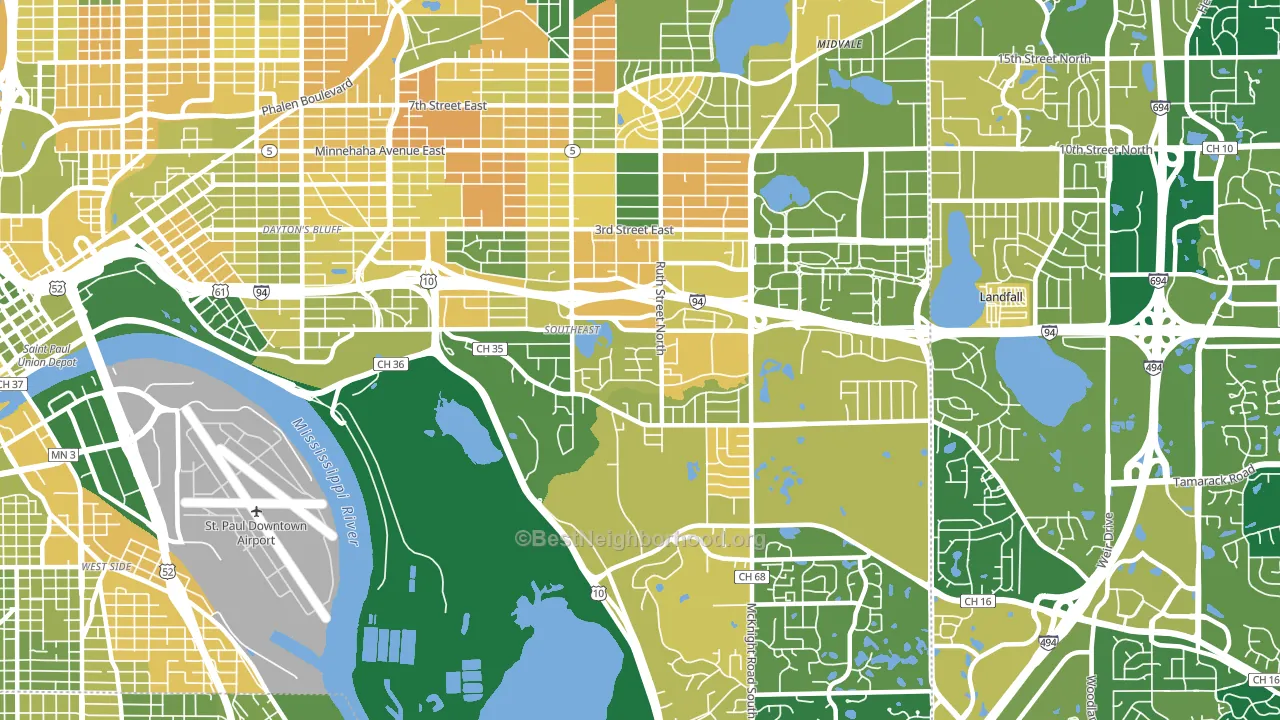 Battle Creek, St. Paul, MN block-group voter-turnout map