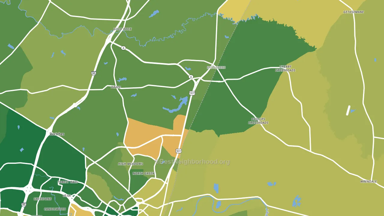Battleboro, NC block-group voter-turnout map
