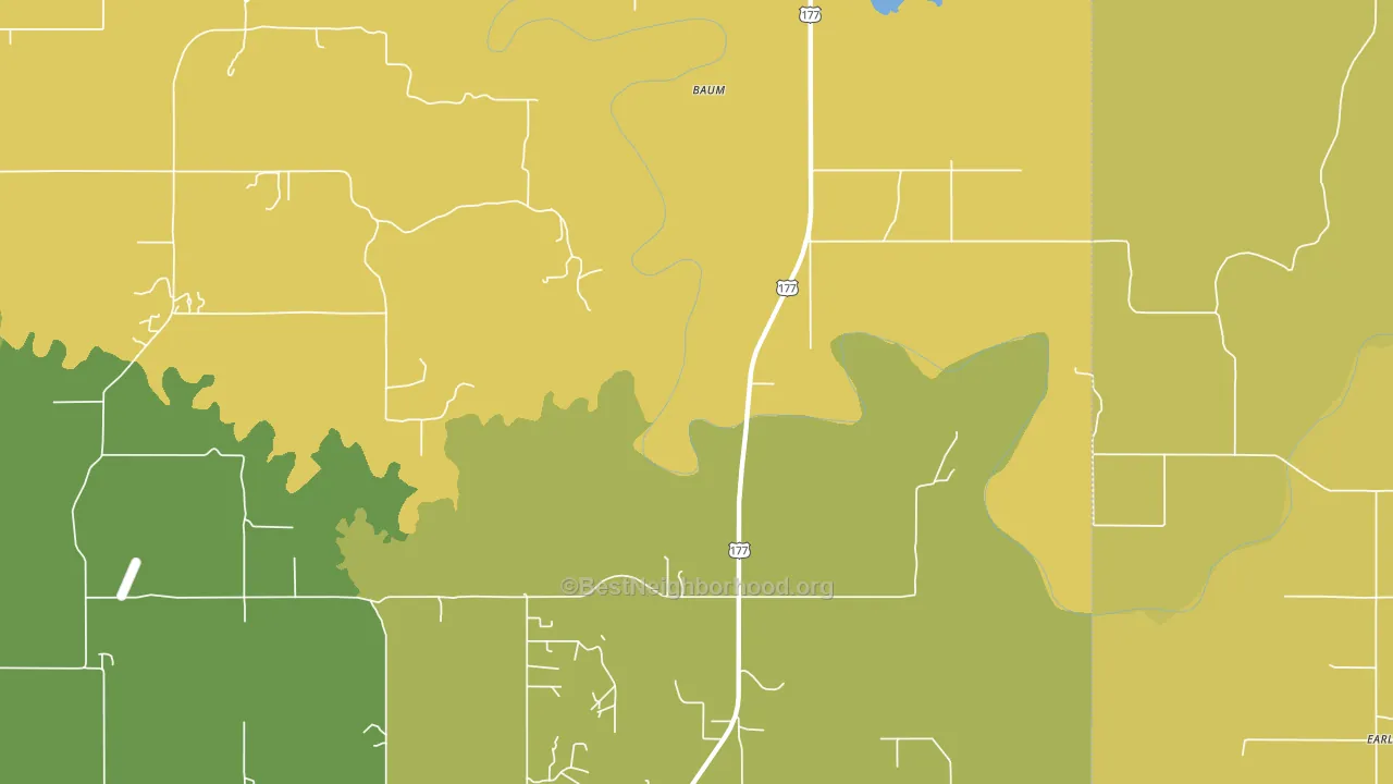 Baum, OK block-group voter-turnout map