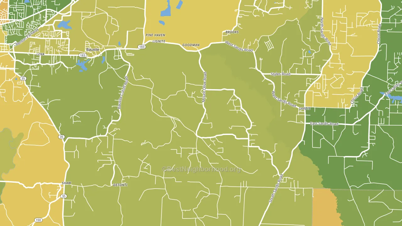 Bauxite, AR block-group voter-turnout map