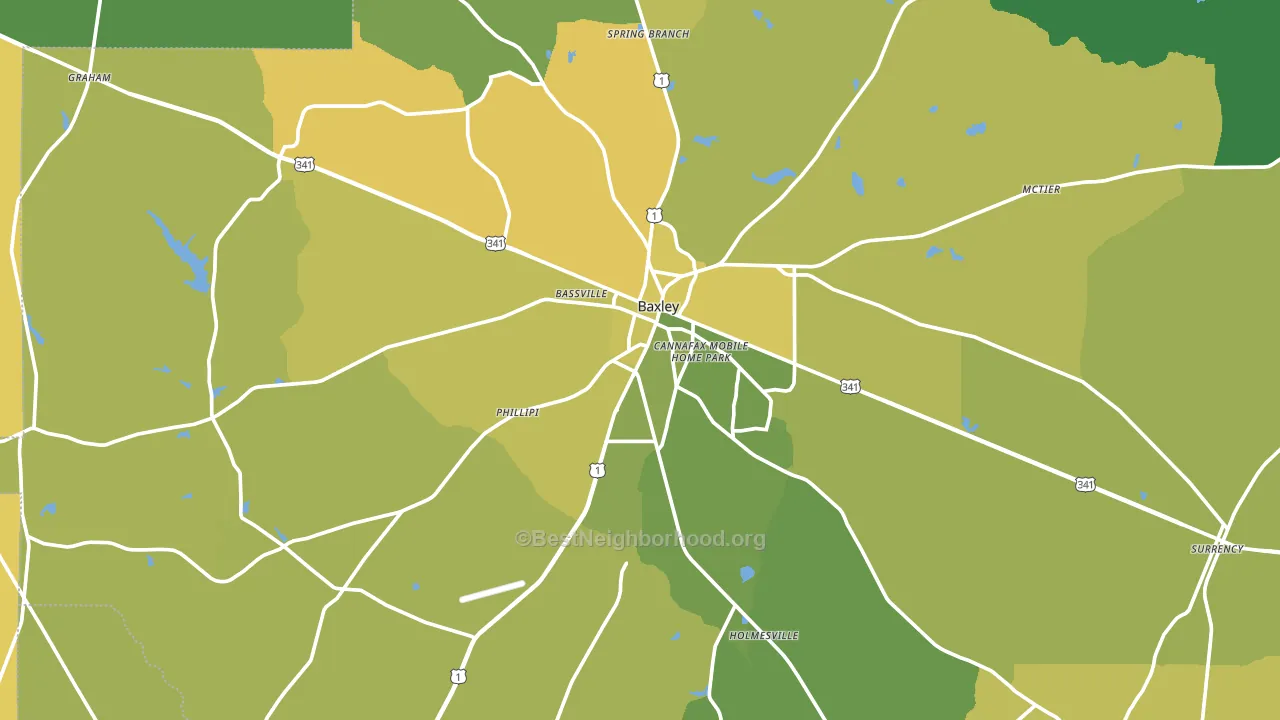 Baxley, GA block-group voter-turnout map