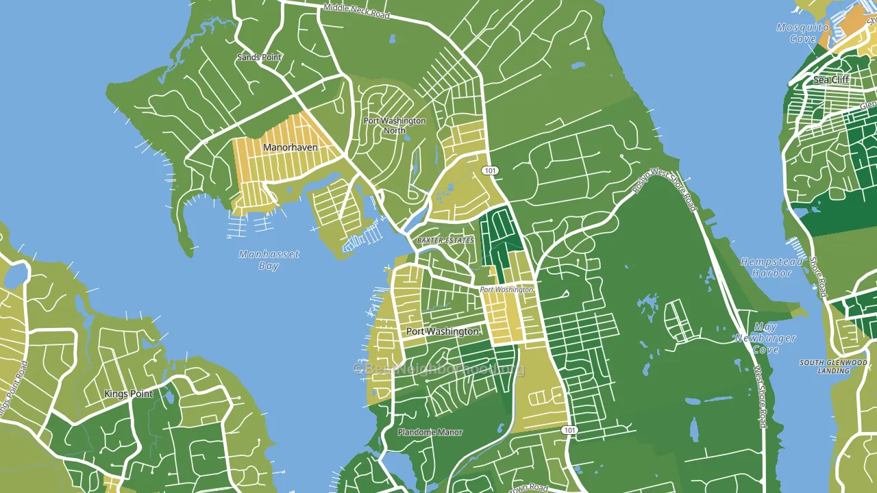 Baxter Estates, NY block-group voter-turnout map