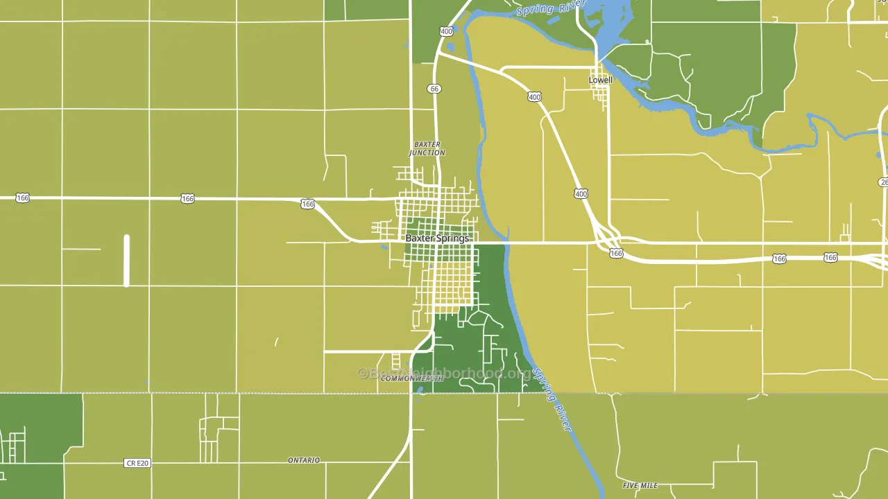 Baxter Springs, KS block-group voter-turnout map